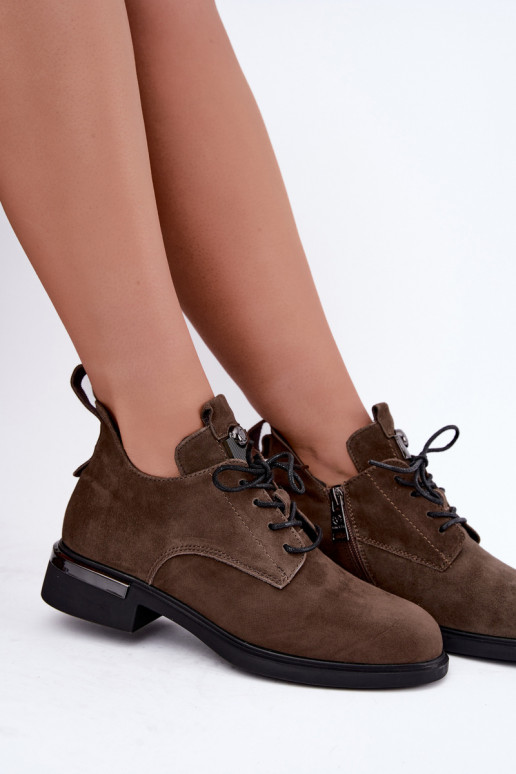 Botki z sztucznego zamszu Vinceza 89151 w kolorze khaki