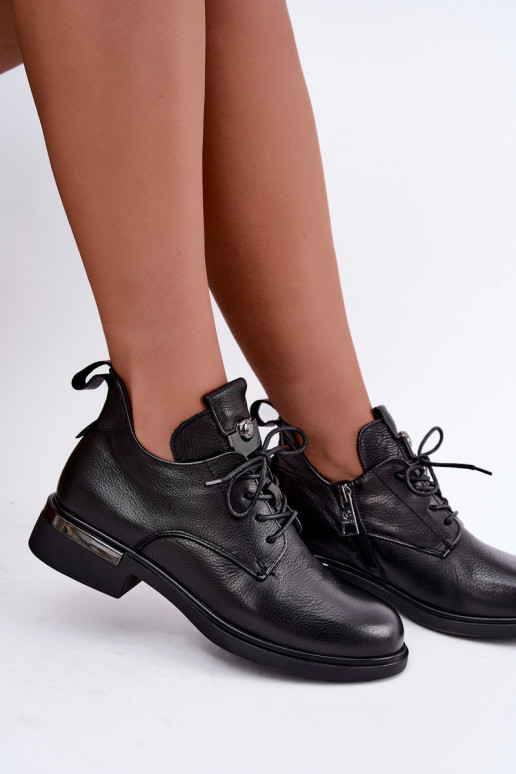 Leather ankle boots Vinceza 89151 in black color