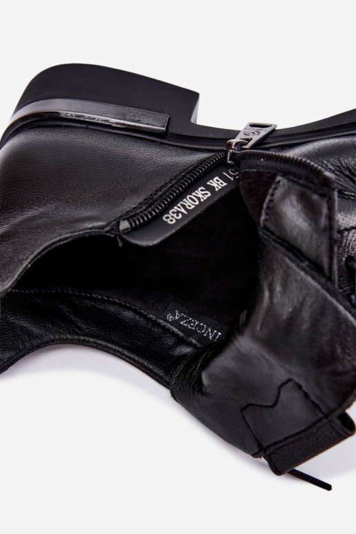 Leather ankle boots Vinceza 89151 in black color