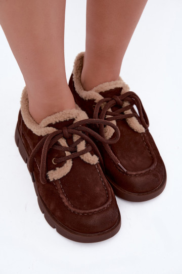 Faux suede low snow boots Vinceza 67022 in chocolate color 2