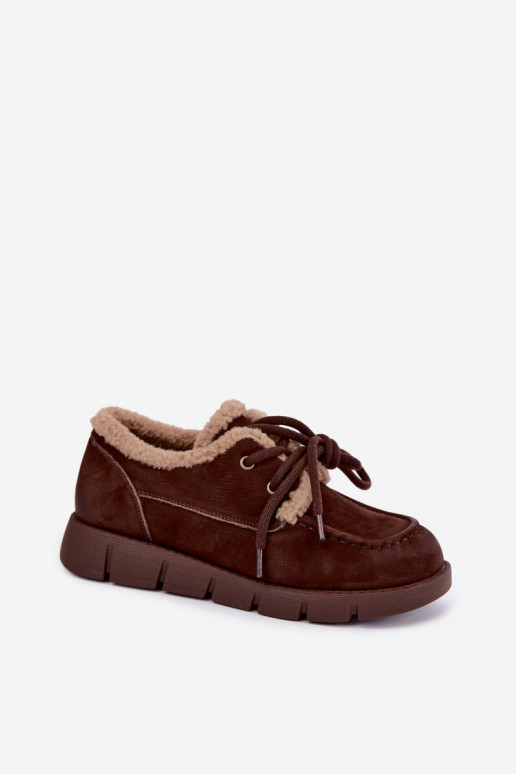 Faux suede low snow boots Vinceza 67022 in chocolate color
