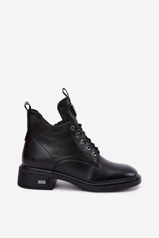 Skórzane botki z ornamentami Vinceza 133145 w kolorze czarnym