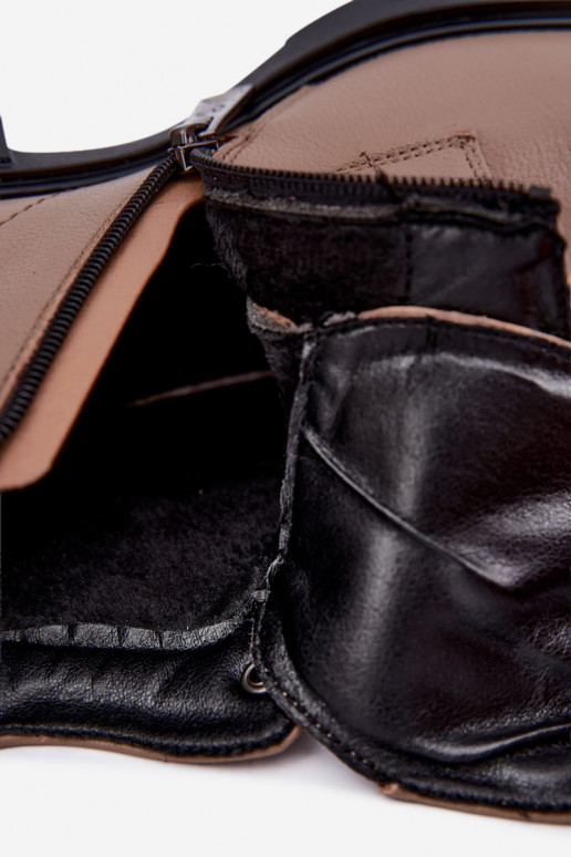 Leather ankle boots with ornaments Vinceza 133145 in sand color