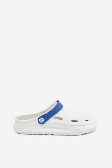 White and dark blue lightweight men's slippers with stripes Toren 2