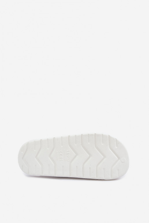 White and dark blue lightweight men's slippers with stripes Toren