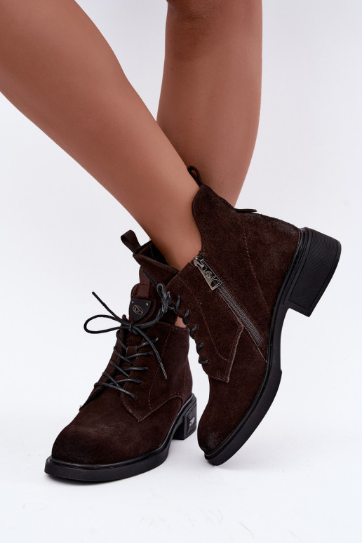 Faux suede insulated boots with ornaments Vinceza Czekolado