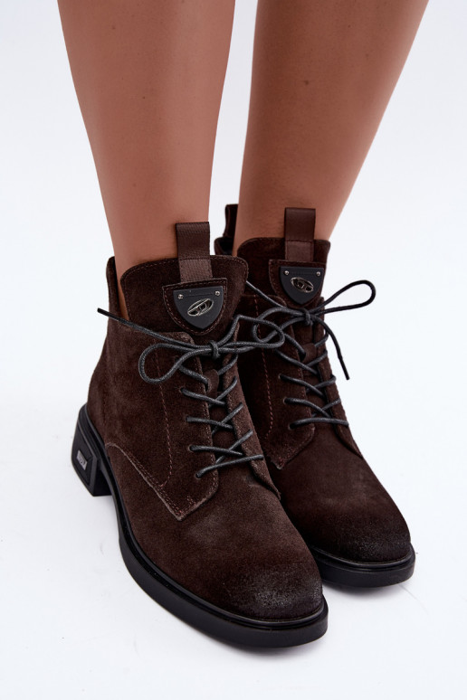 Faux suede insulated boots with ornaments Vinceza Czekolado