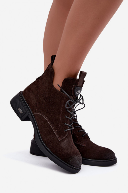 Faux suede insulated boots with ornaments Vinceza Czekolado