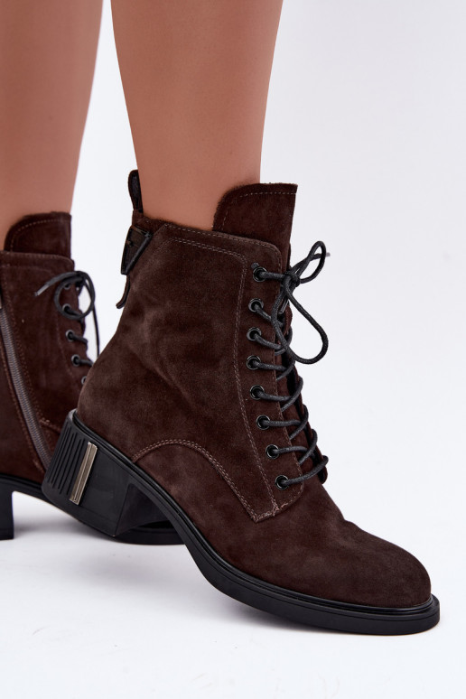 Insulated ankle boots made of faux suede Vinceza Czekolado