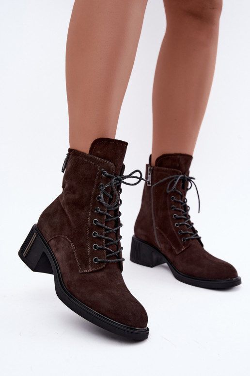 Insulated ankle boots made of faux suede Vinceza Czekolado