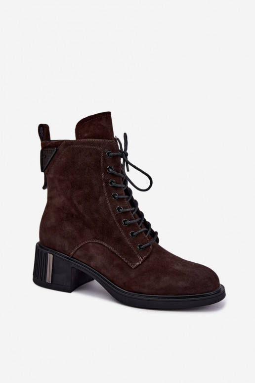 Insulated ankle boots made of faux suede Vinceza Czekolado