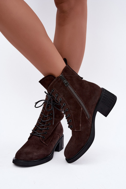 Insulated ankle boots made of faux suede Vinceza Czekolado