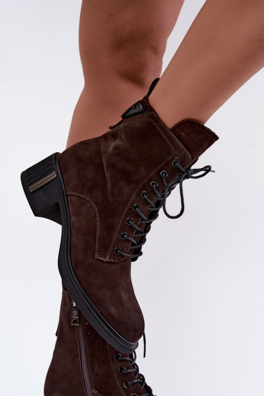Insulated ankle boots made of faux suede Vinceza Czekolado