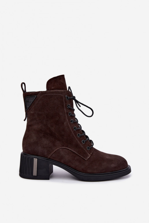 Insulated ankle boots made of faux suede Vinceza Czekolado