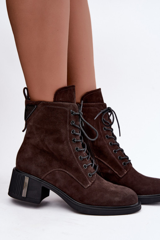 Insulated ankle boots made of faux suede Vinceza Czekolado