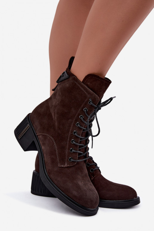 Insulated ankle boots made of faux suede Vinceza Czekolado