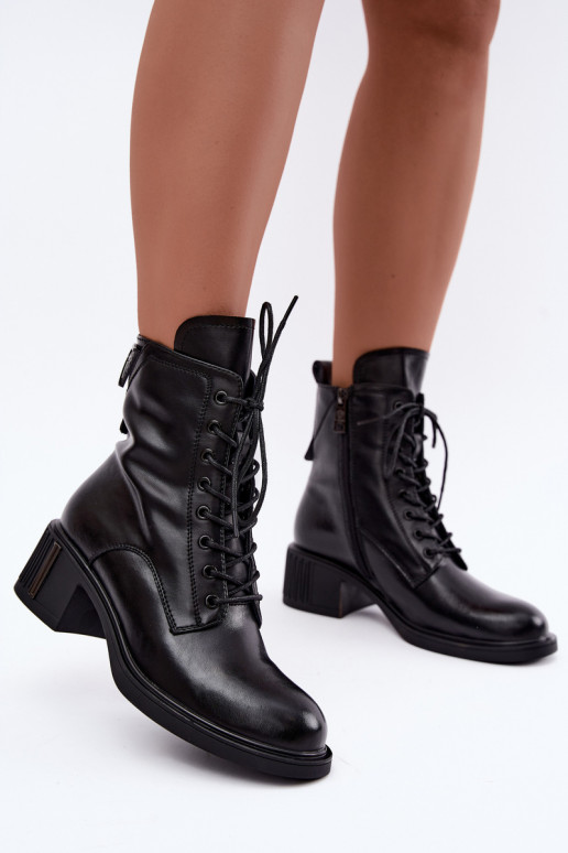 Insulated ankle boots made of natural leather Vinceza black