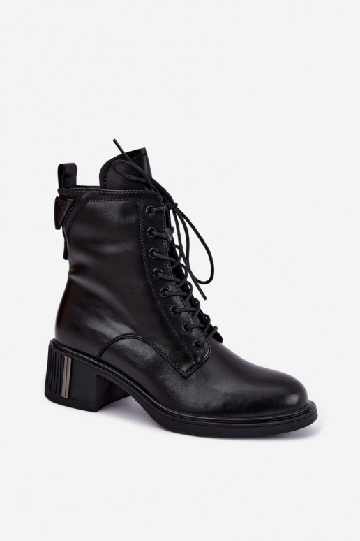 Insulated ankle boots made of natural leather Vinceza black