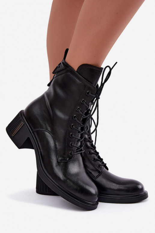 Insulated ankle boots made of natural leather Vinceza black