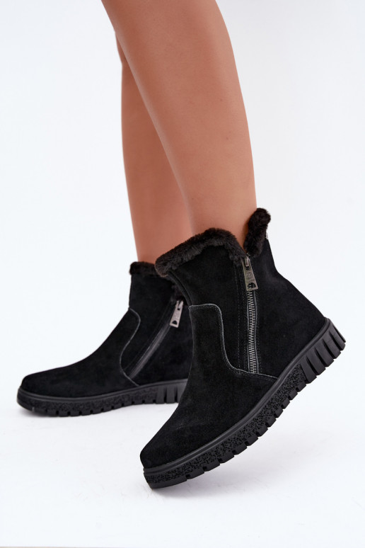 Faux suede boots with fur Vinceza black
