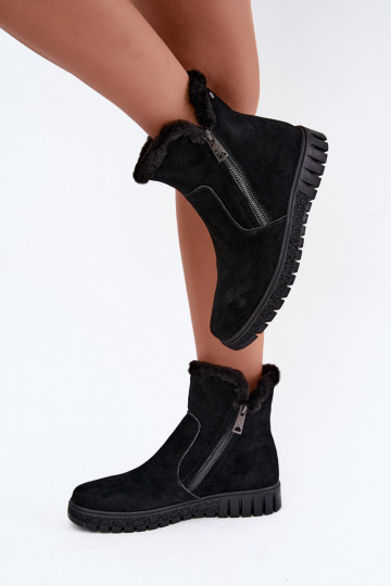 Faux suede boots with fur Vinceza black 2