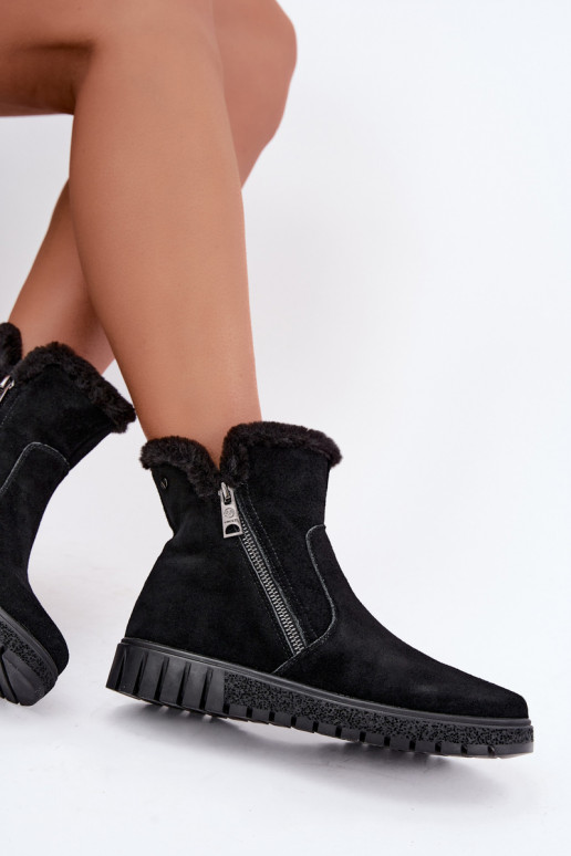 Faux suede boots with fur Vinceza black