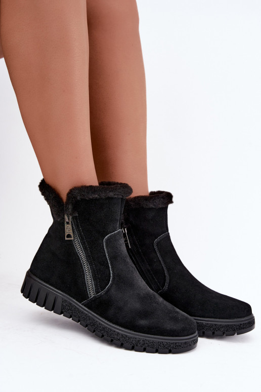 Faux suede boots with fur Vinceza black