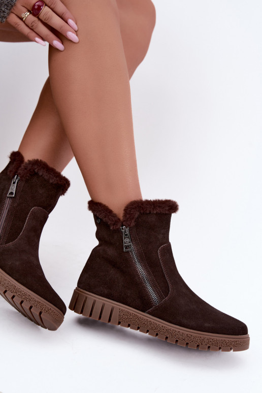 Buty z sztucznego zamszu z futerkiem Vinceza Czekolado