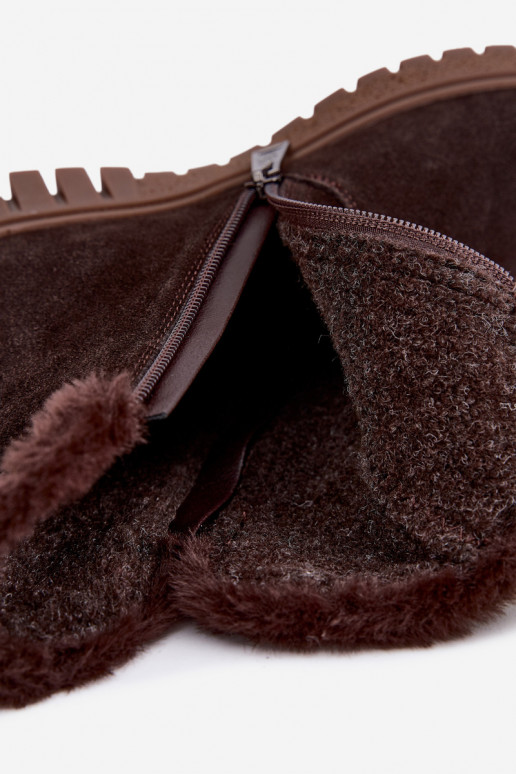 Faux suede boots with fur Vinceza Czekolado