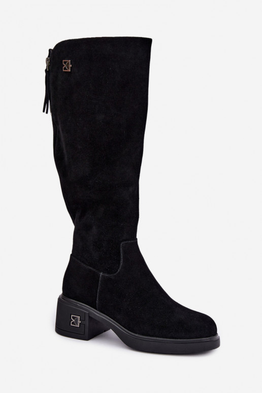 Faux suede insulated knee-high boots Vinceza black