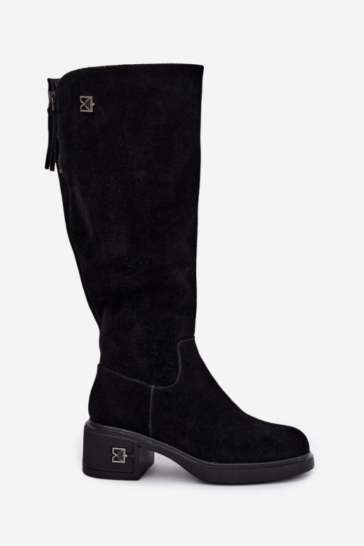 Faux suede insulated knee-high boots Vinceza black