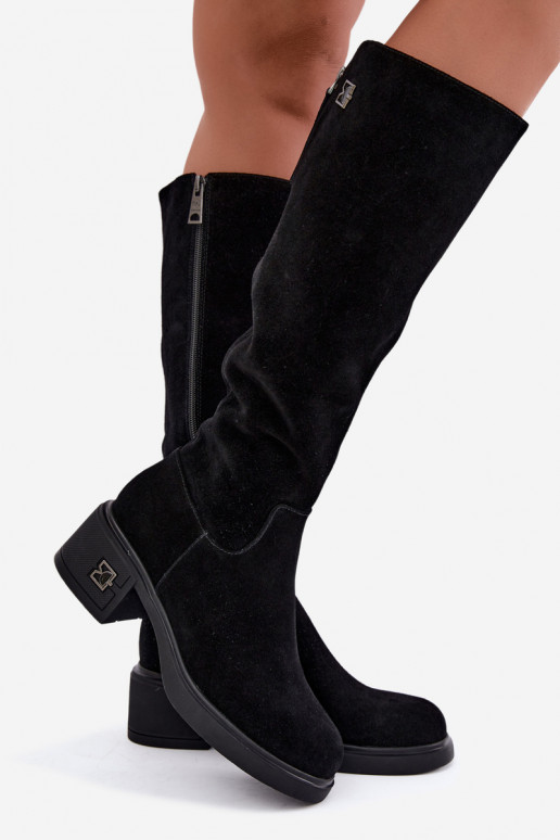 Faux suede insulated knee-high boots Vinceza black
