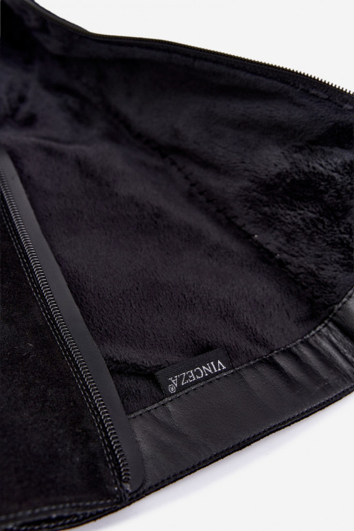 Faux suede insulated knee-high boots Vinceza black