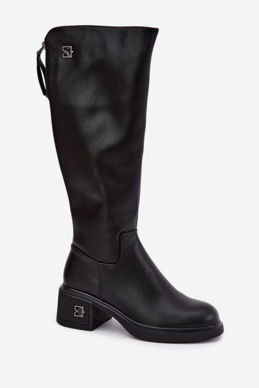 Natural leather insulated knee-high boots Vinceza black