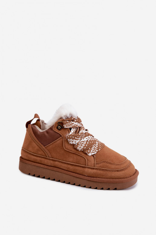 Faux suede snow boots with fur and laces Vinceza brown