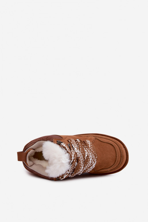 Faux suede snow boots with fur and laces Vinceza brown