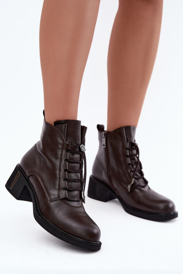 Natural leather insulated ankle boots Klocke Vinceza 89161 in chocolate color
