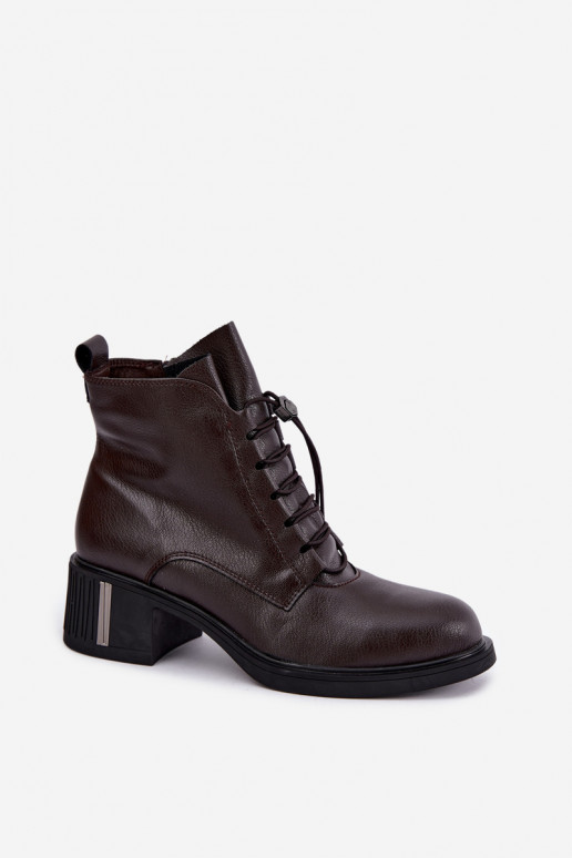 Natural leather insulated ankle boots Klocke Vinceza 89161 in chocolate color