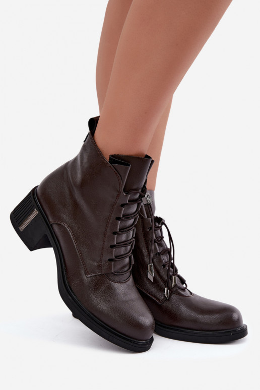 Natural leather insulated ankle boots Klocke Vinceza 89161 in chocolate color