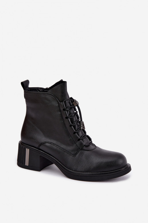 Natural leather insulated ankle boots Klocke Vinceza 89161 in black color