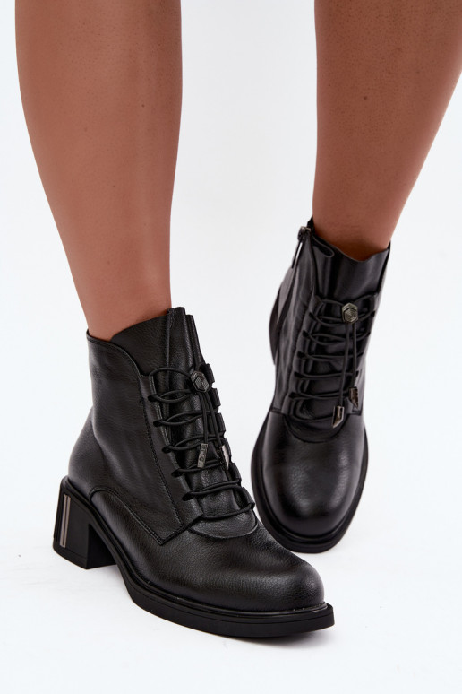 Natural leather insulated ankle boots Klocke Vinceza 89161 in black color