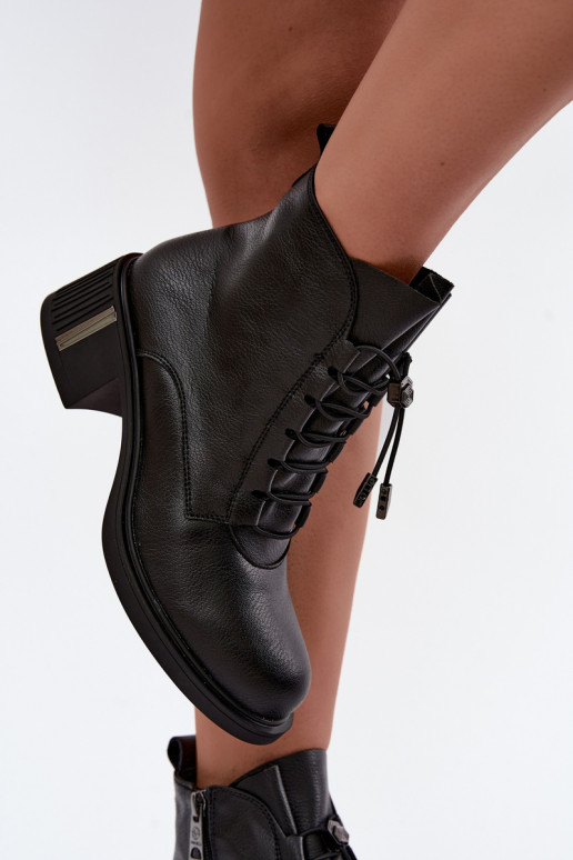 Natural leather insulated ankle boots Klocke Vinceza 89161 in black color