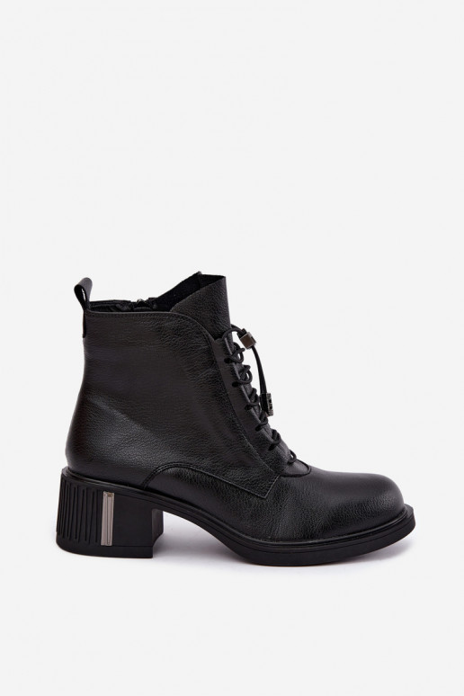 Natural leather insulated ankle boots Klocke Vinceza 89161 in black color