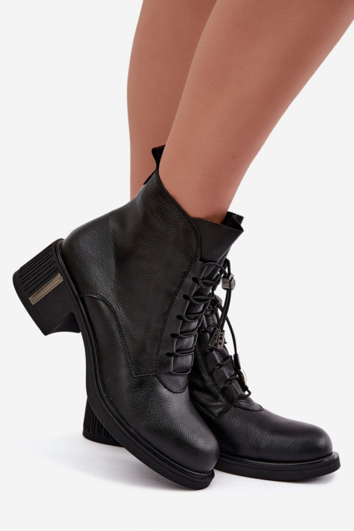 Natural leather insulated ankle boots Klocke Vinceza 89161 in black color