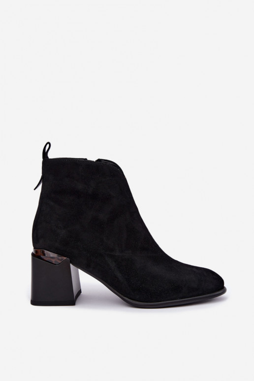 Faux suede warm ankle boots with heels in black color Laverelle