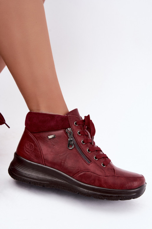 Women's insulated ankle boots with fur inside in burgundy color Parvella