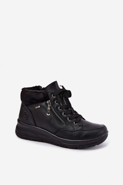 Women's insulated ankle boots with fur inside in black color Parvella