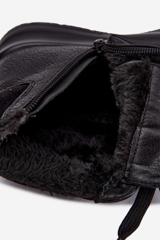 Women's insulated ankle boots with fur inside in black color Parvella