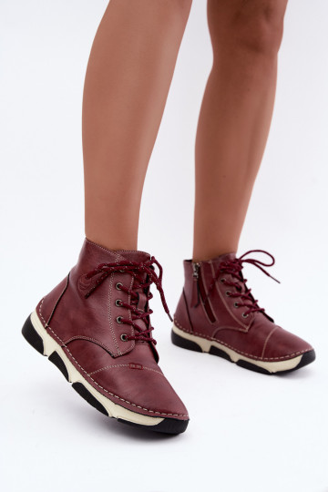 Insulated women's ankle boots, burgundy color Lerissa 2