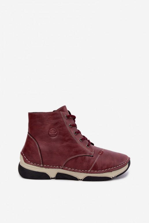Insulated women's ankle boots, burgundy color Lerissa